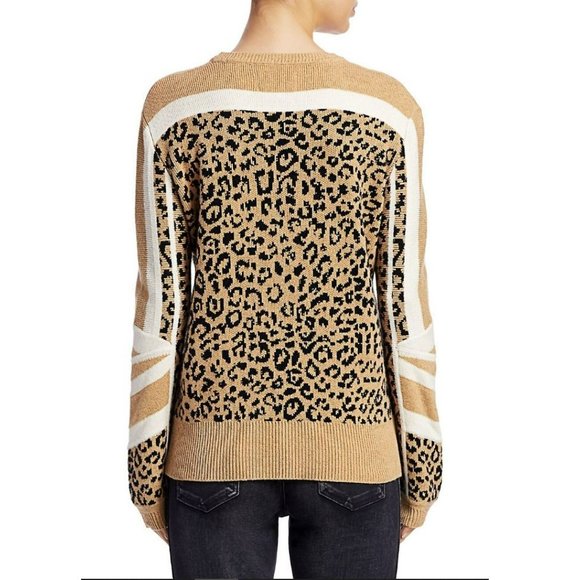 Current/Elliot Duvall Leopard Print Camel Black Wool Cashmere Cotton Sweater 2 - Picture 4 of 16